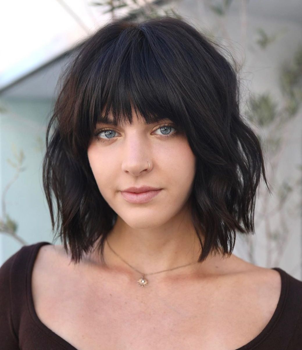 Medium Choppy Bob with Bangs