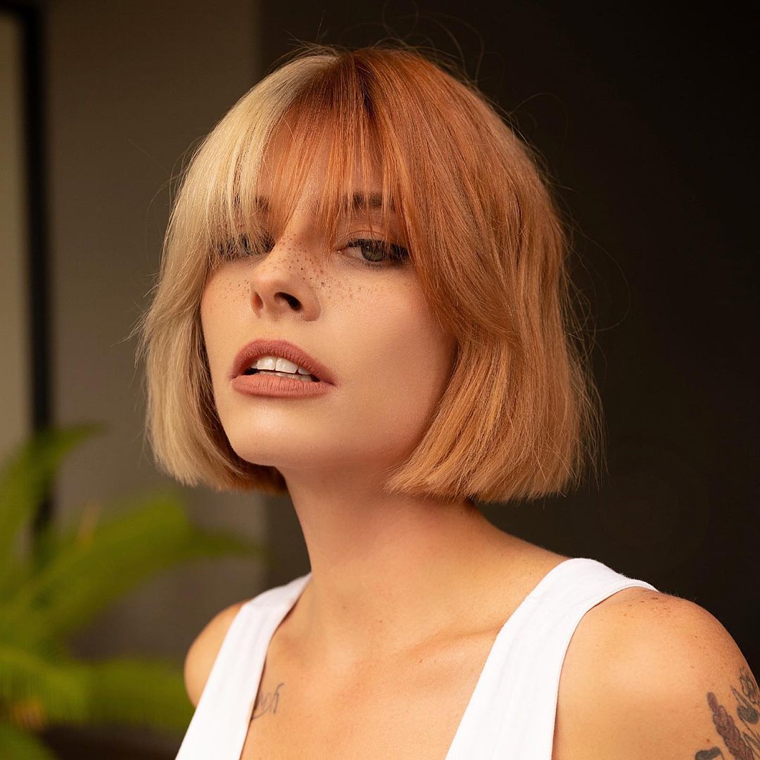 Neck-Length Blunt Bob with See-Through Bangs