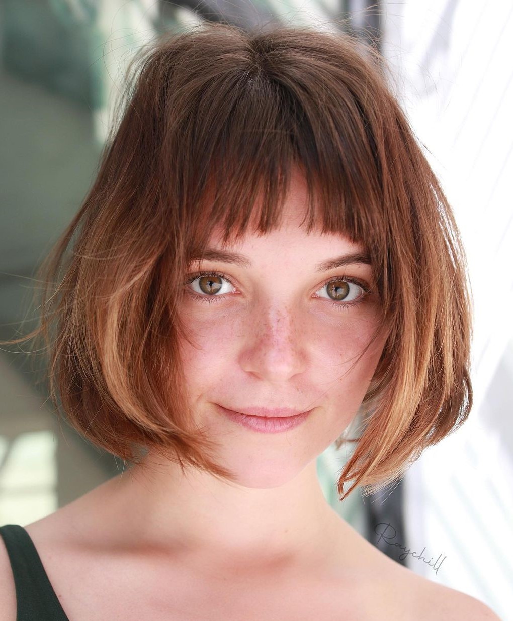 Chin-Length A-Line Bob with a Short Fringe