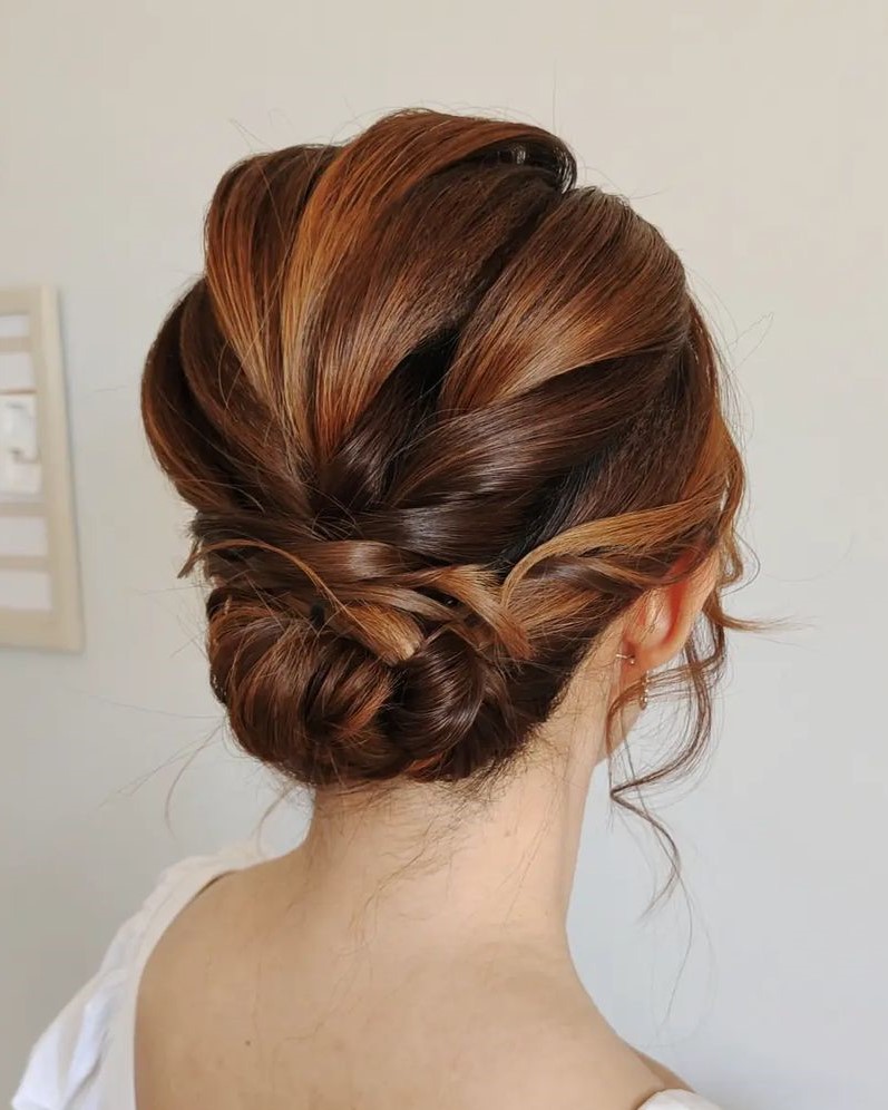 Shiny Piece-y Updo Short Hair