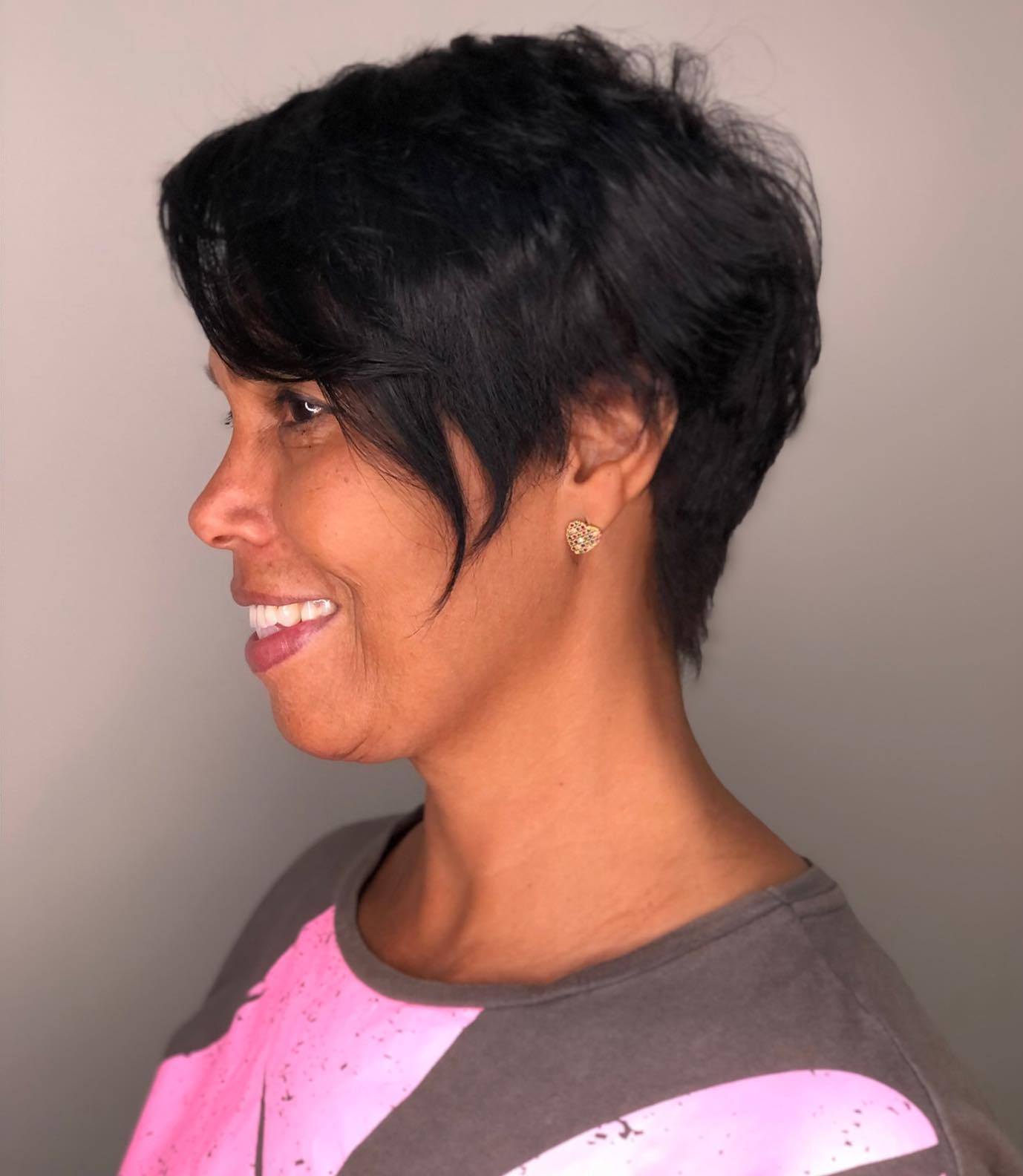 Black Feathered Tapered Pixie