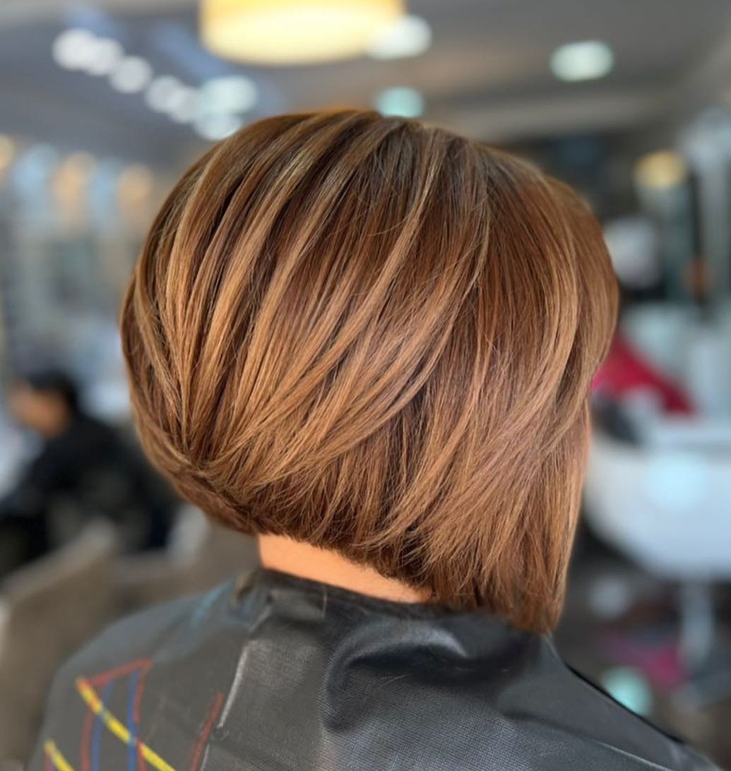 Thick Inverted Caramel Bob Haircut