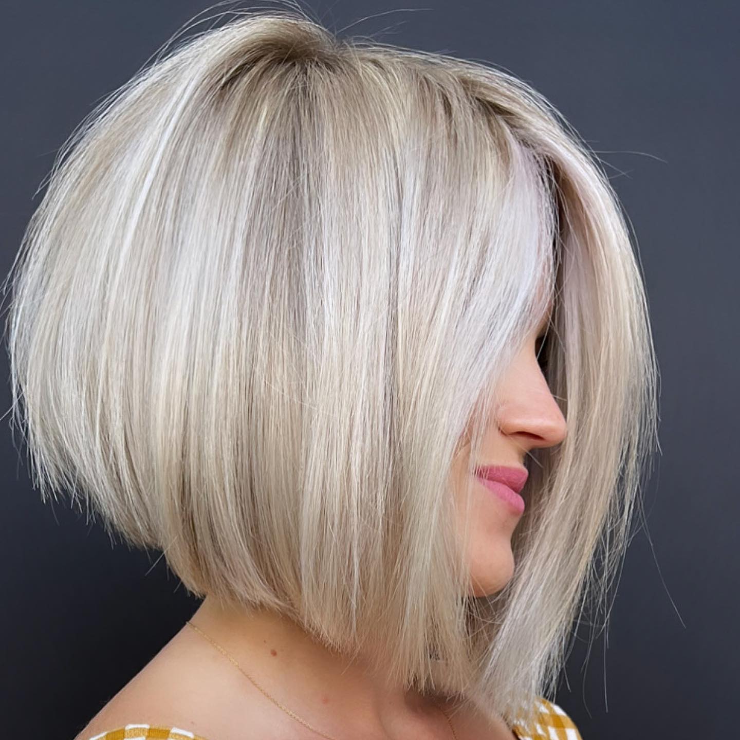 Thick Inverted White Blonde Bob Hairstyle