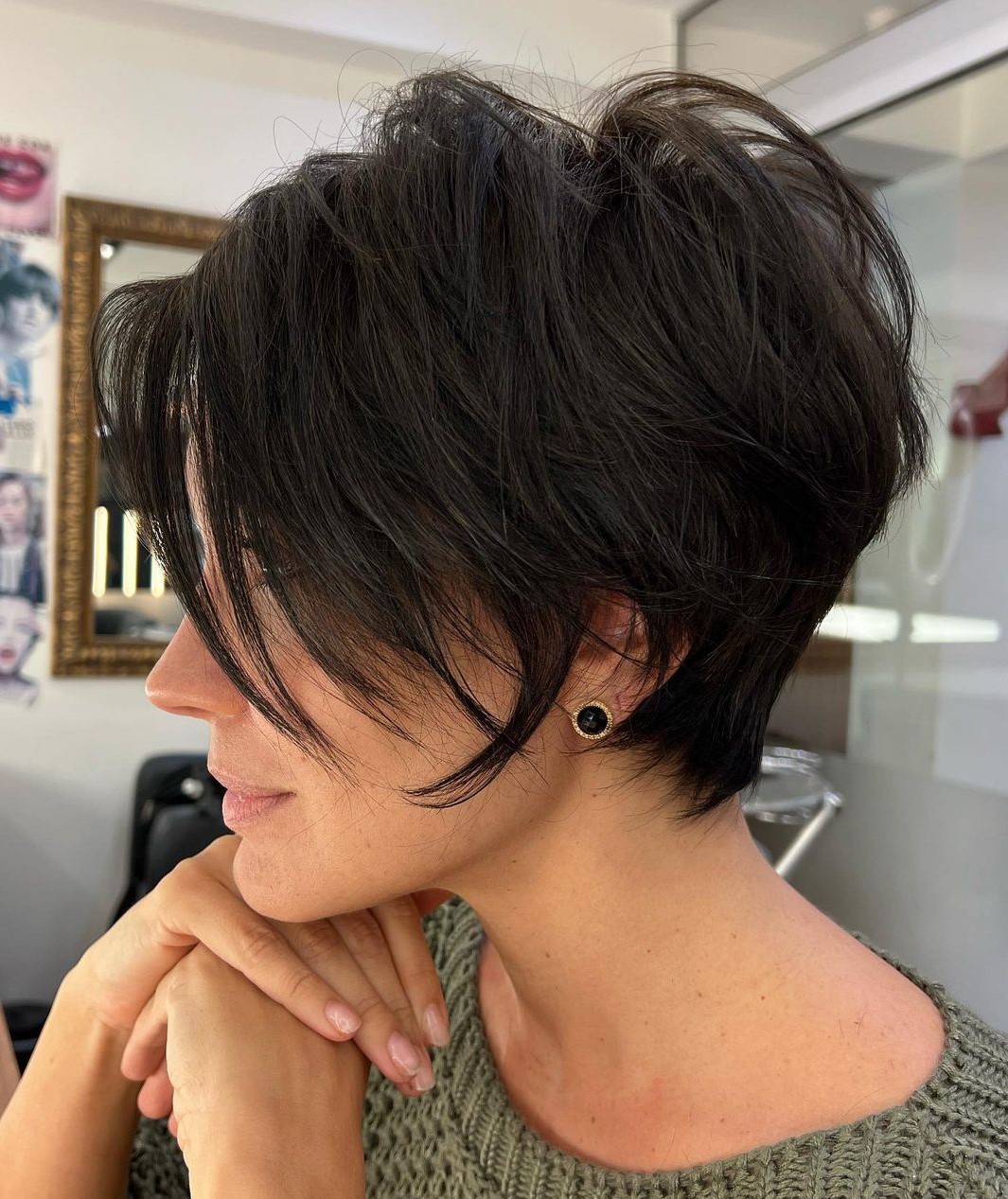 Voluminous Tousled Pixie with Cheek-Grazing Bangs