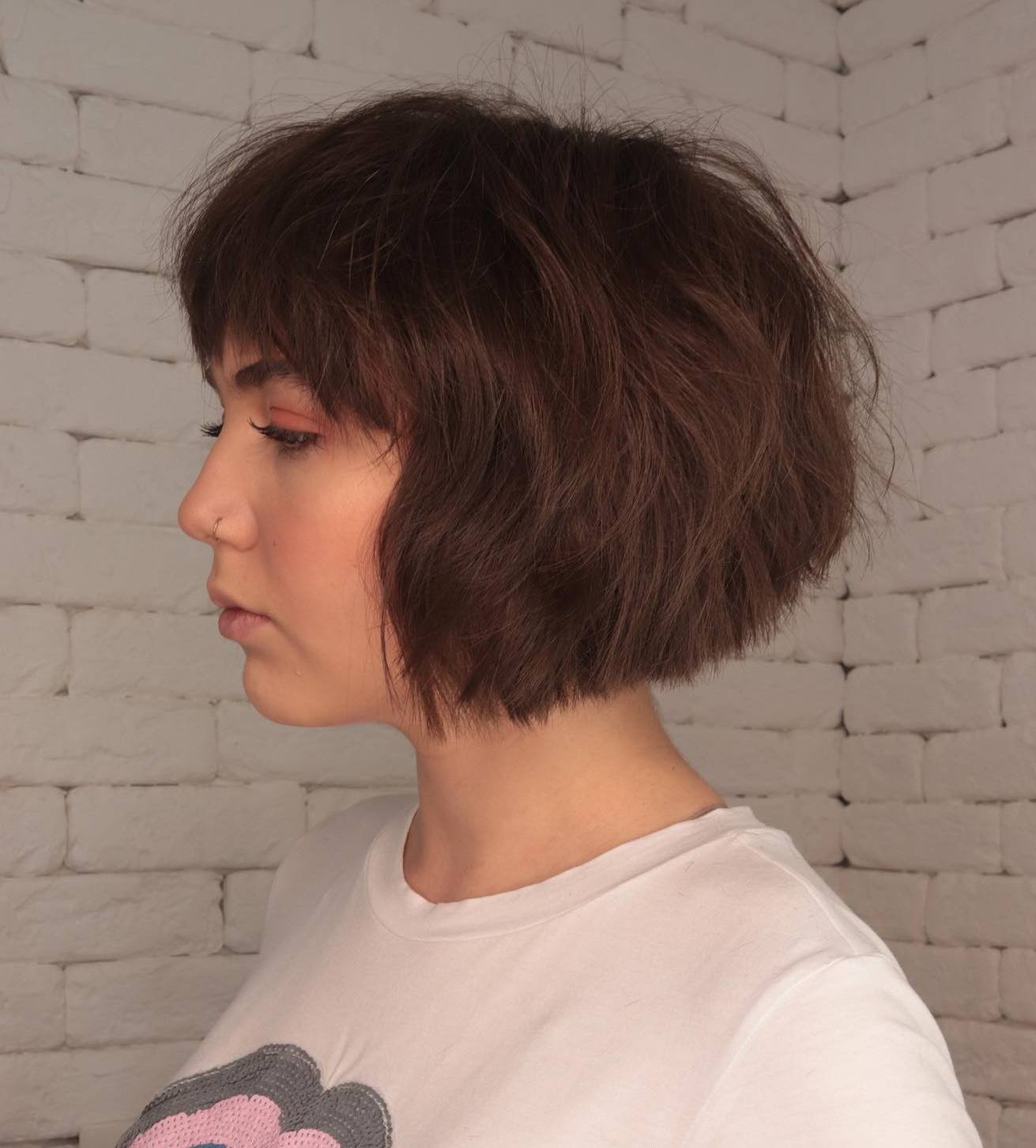 Airy Thick Bob with Bangs