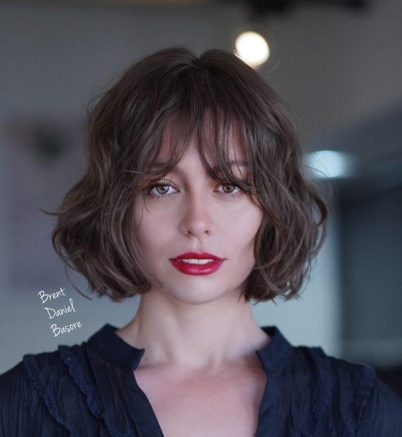 Shaggy Wavy Bob with a Messy Fringe