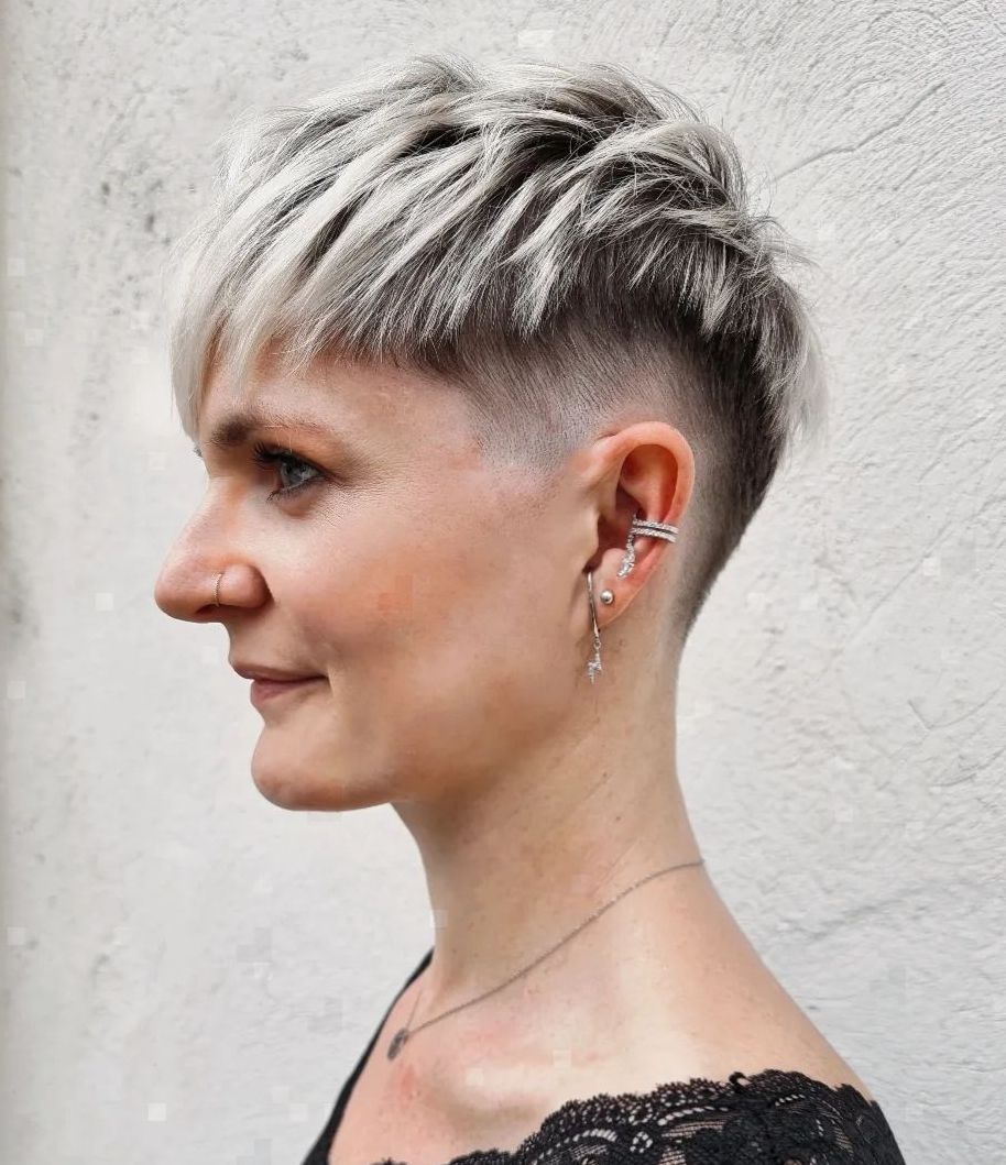 Half-Shaved Edgy Choppy Pixie