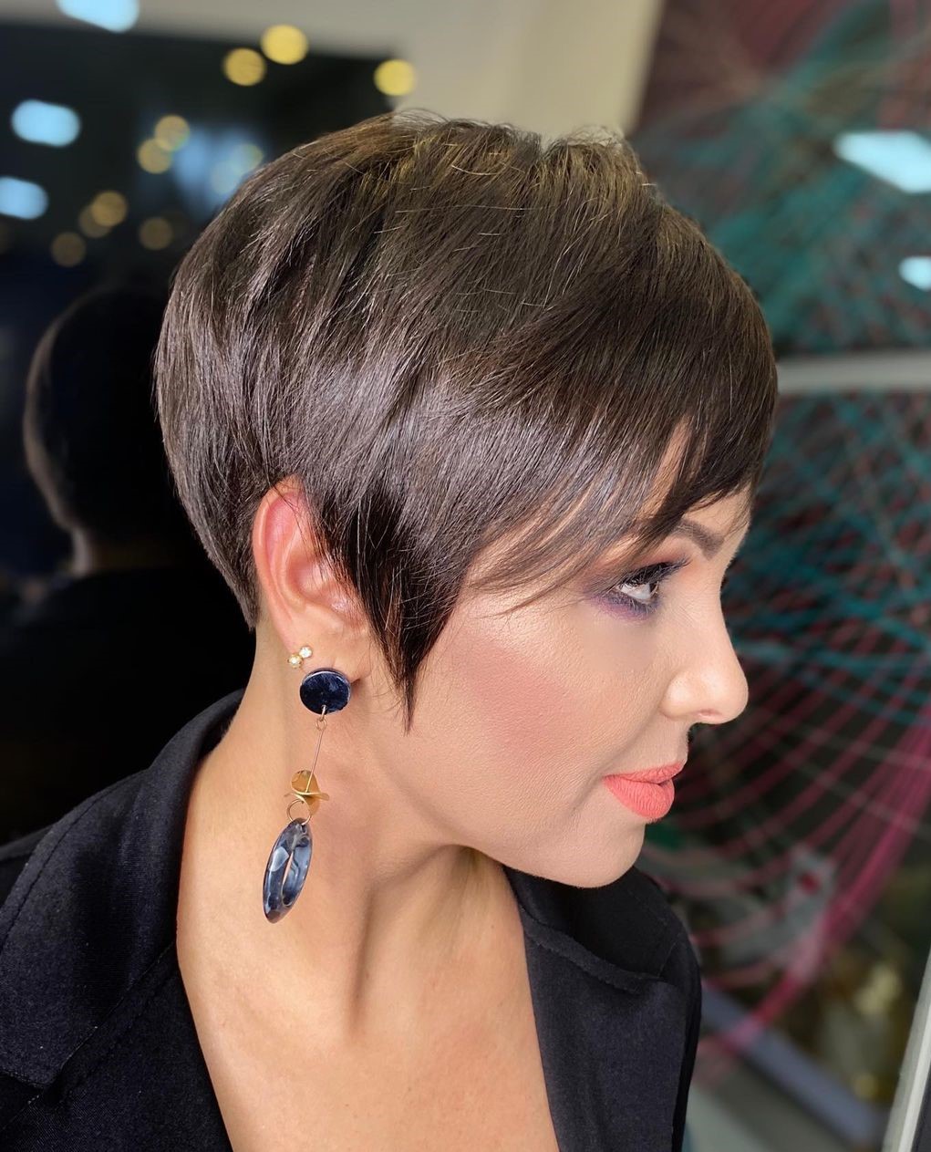 Short Cut with Angled Side Pieces and Bangs