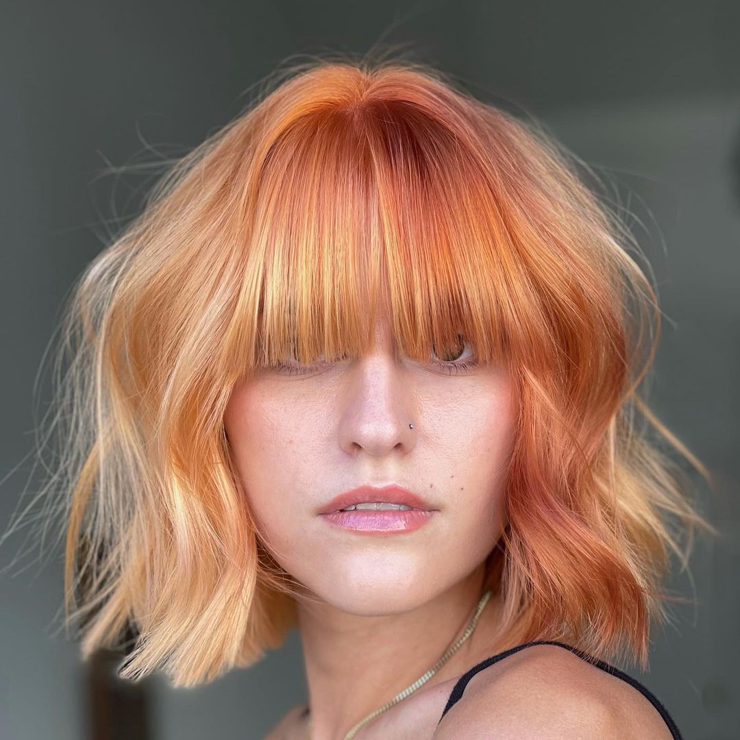 Blunt Bob with Bangs and Sunrise Balayage