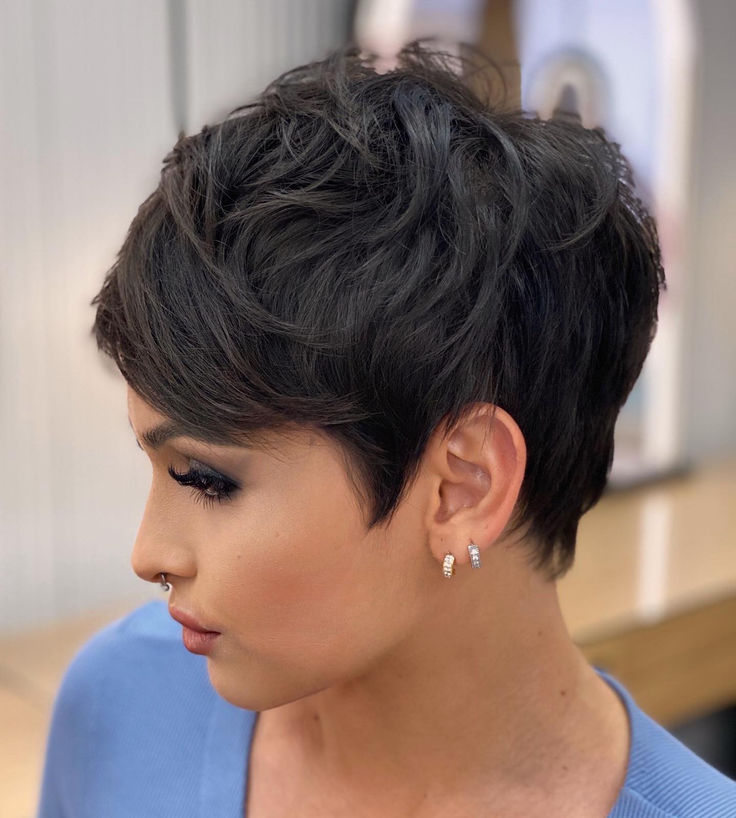 Neat Black Wavy Pixie Cut