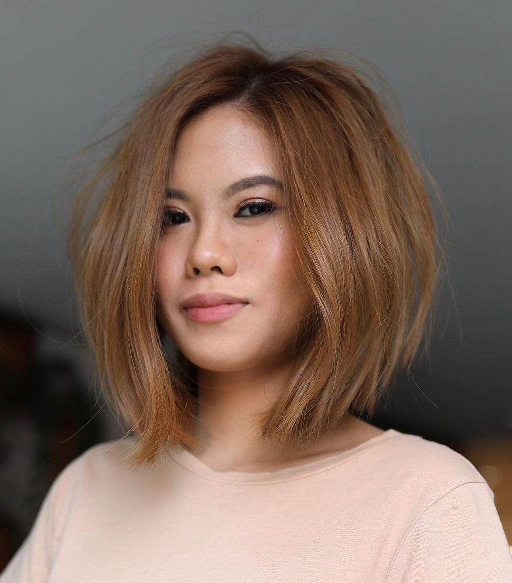 Asian Shaggy Caramel Bob Hairstyle