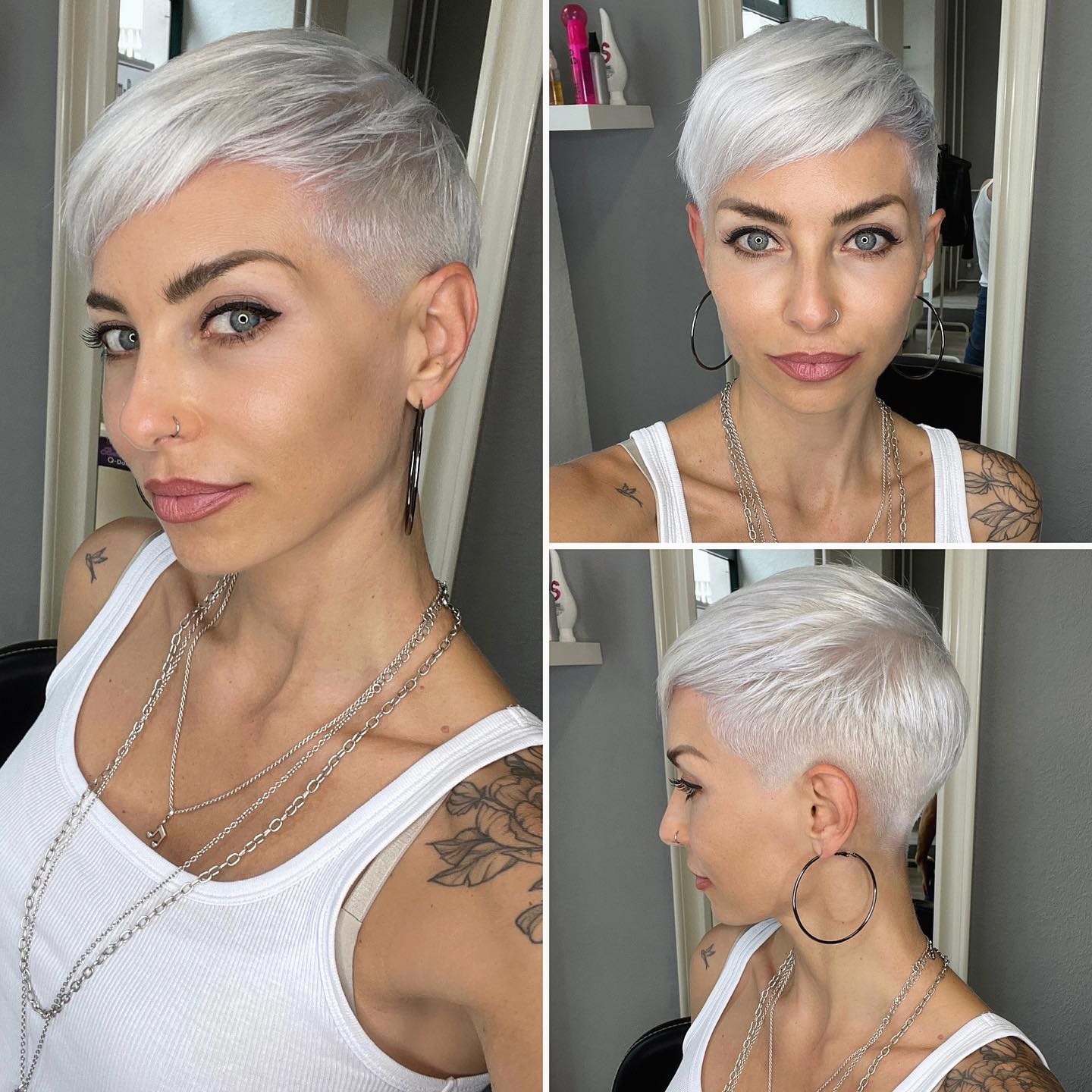 Slim Silver Pixie with Side Undercut