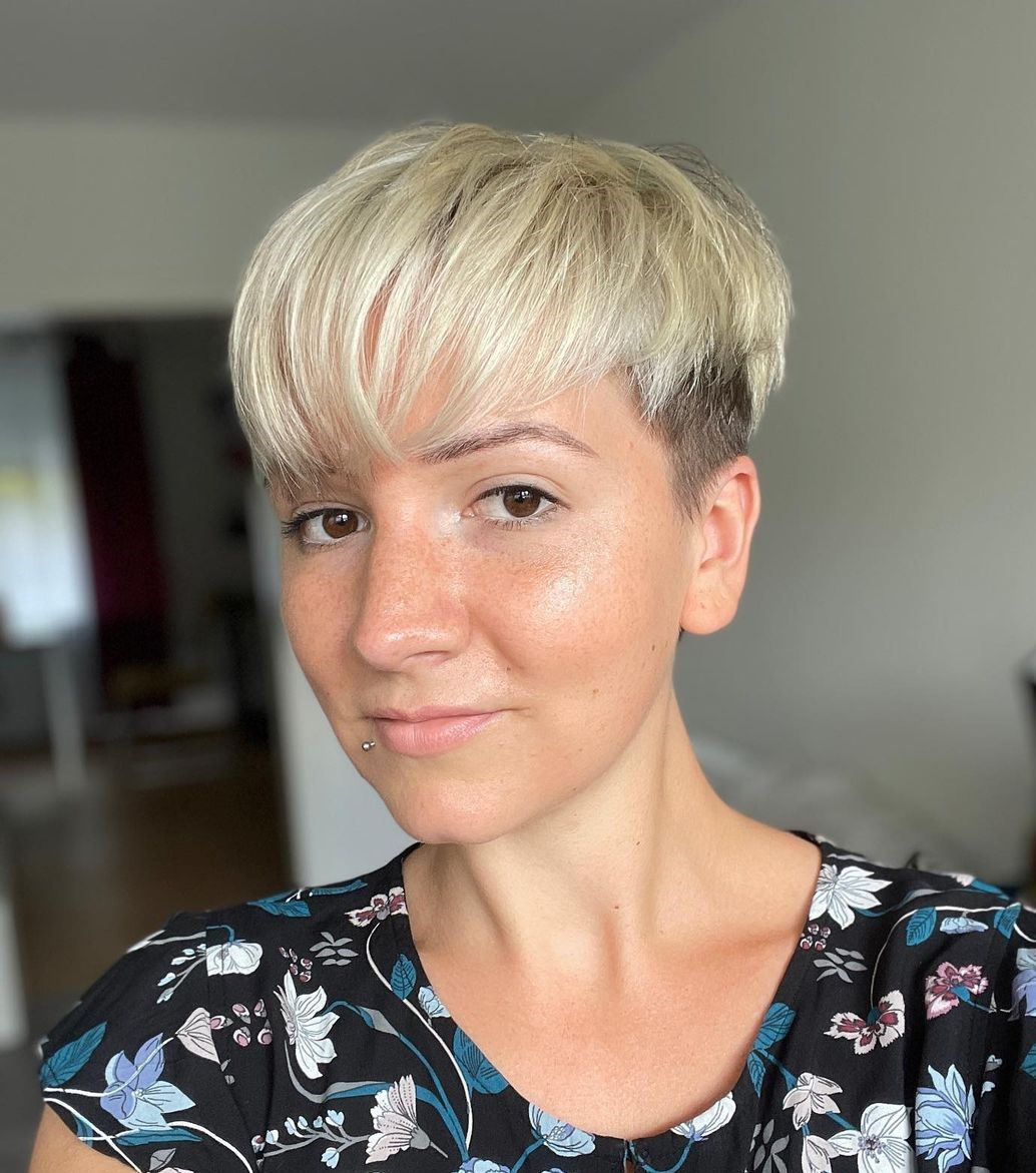 Two-Tone Undercut Pixie with Layered Bangs